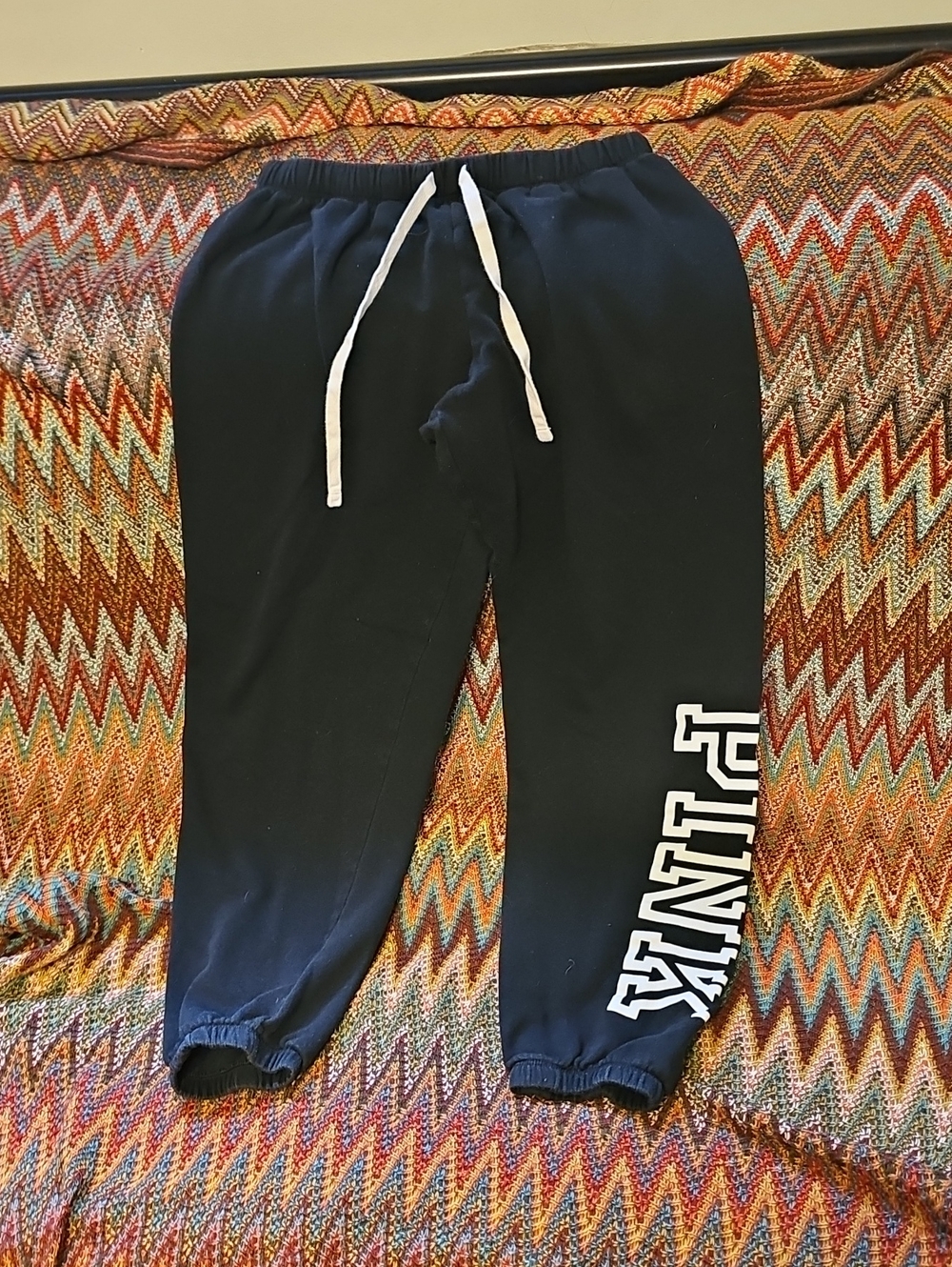 PINK Victoria's Secret Black Jogger Sweatpants with White Logo
